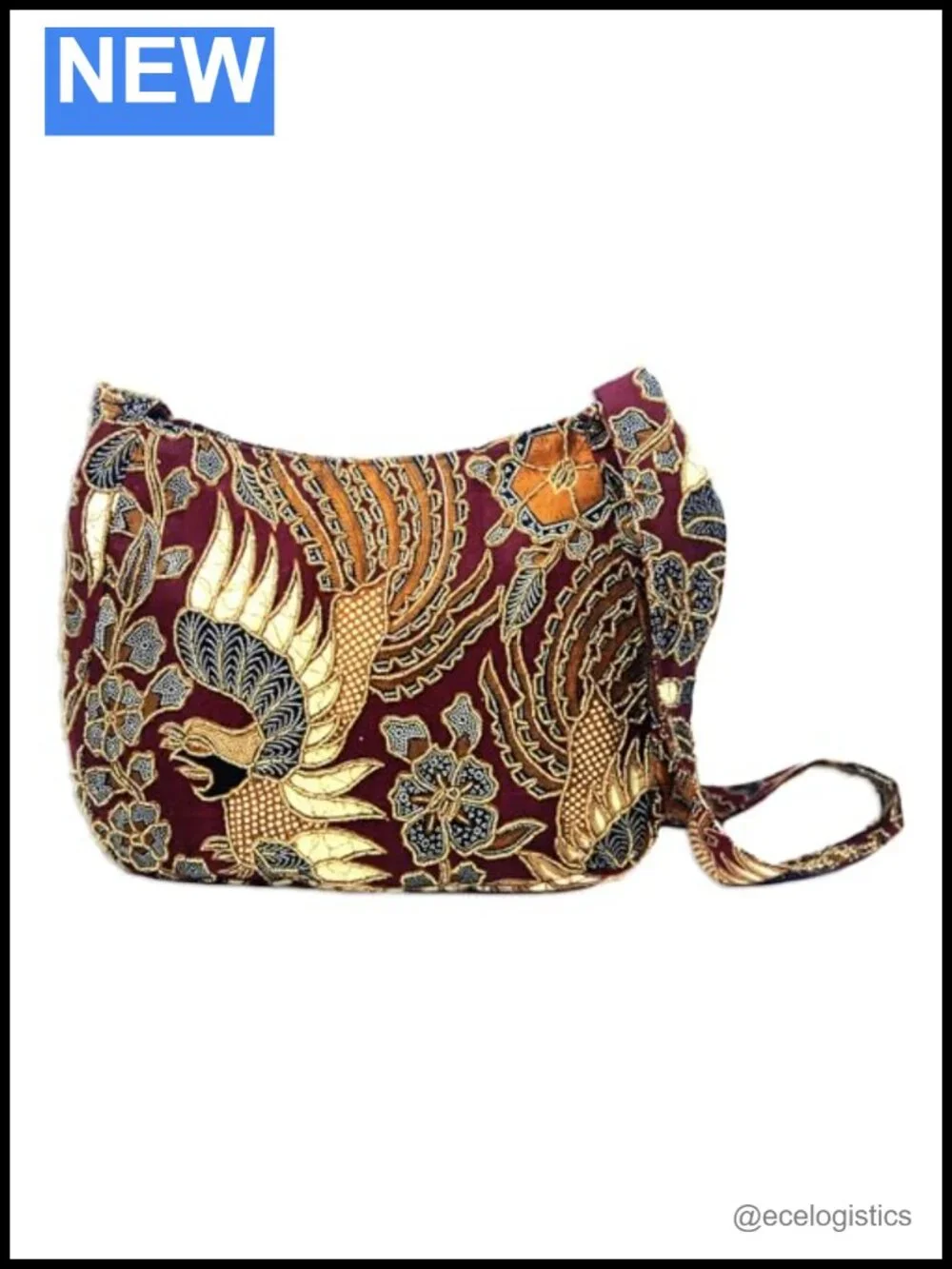 Handmade Beaded Cotton Batik Shoulder Bag